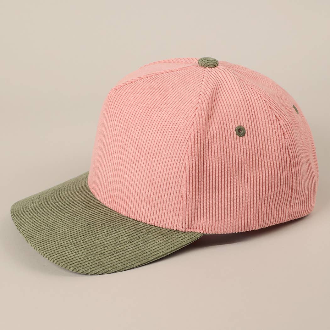 Fashion City - Wholesale Baseball Cap - Unisex - Plain Two Tone Corduroy 5 Panel Trucker Hat38