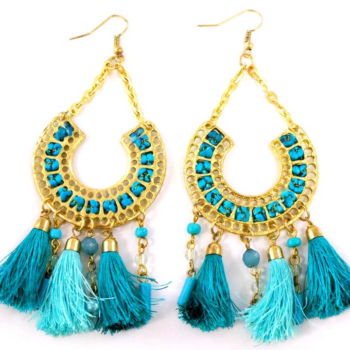 Orecchini Turchesi con Nappe per la vendita all'ingrosso da parte di Status Collections