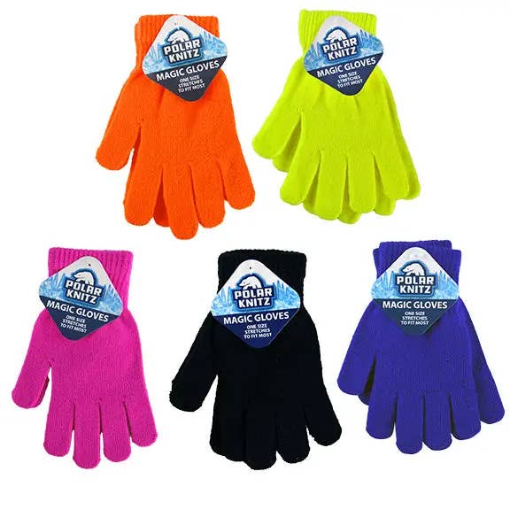 Novelty Brands - Wholesale Gloves - Unisex - Polar Knitz Magic Winter Gloves Assortment - 18/Display
