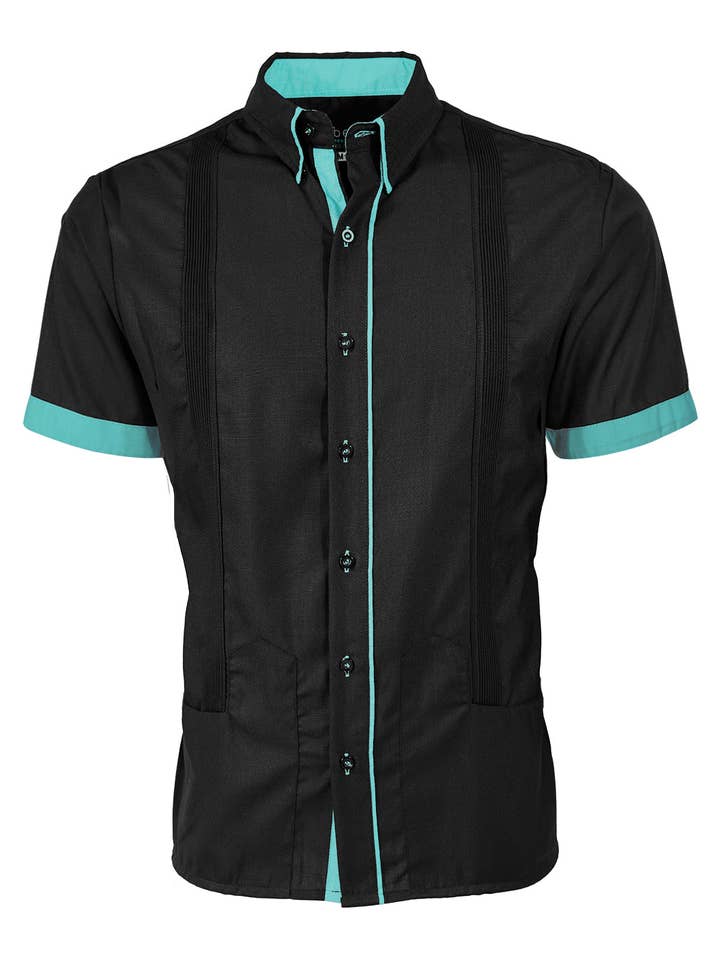 Y.A.Bera Clothing Modern Guayaberas - Wholesale Button Down Shirt - Men's - Couture Black Clásico Norteña Guayabera19