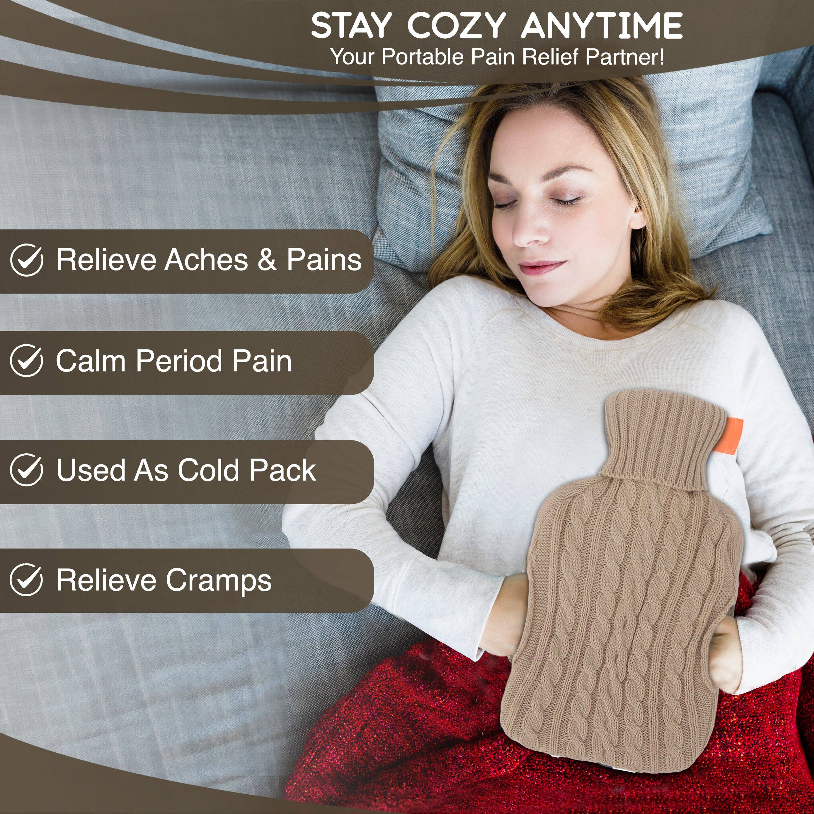 My Wholesale Warehouse – wholesale Hot/cold compress – Generise 'EXTRA WARMTH' 2 Litre Hot Water Bottle with Knitted Cover and POCKETS2