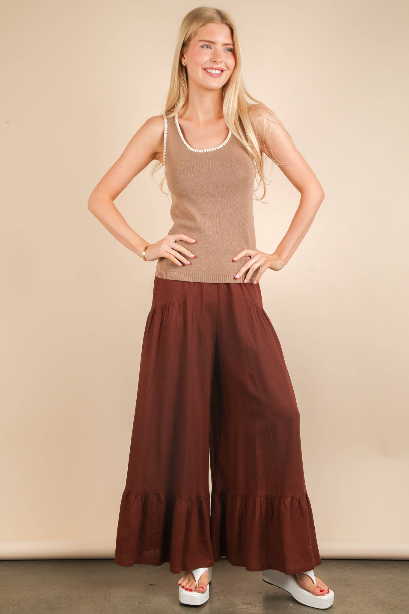 VERY J - Vendita all'ingrosso Pantalone - Donna - NP70692-Pantaloni Comodi a Vita Elastica Palazzo10