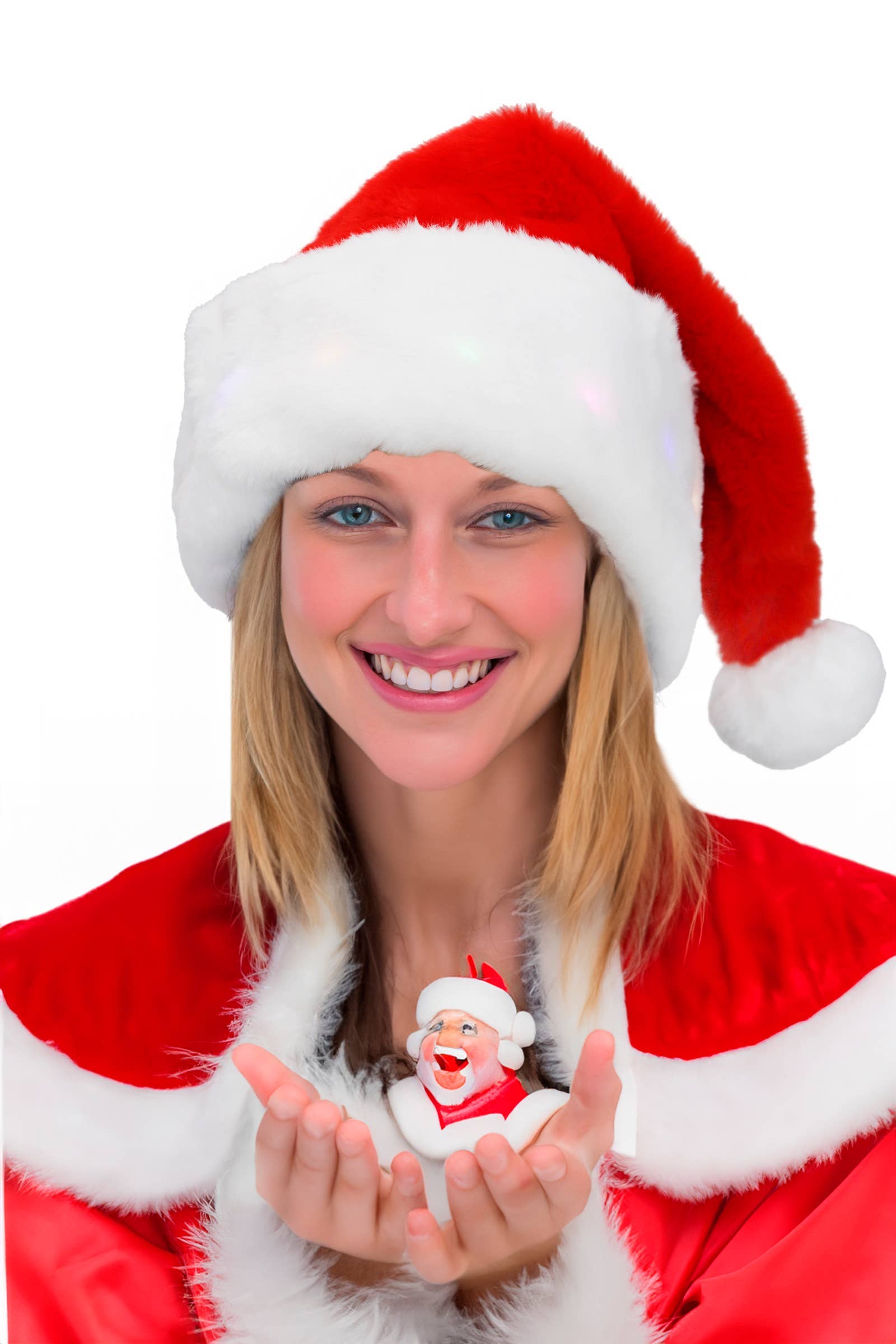 AS SHOWN Classic Led Light-up Thick Christmas Santa Hat for wholesale on Faire2