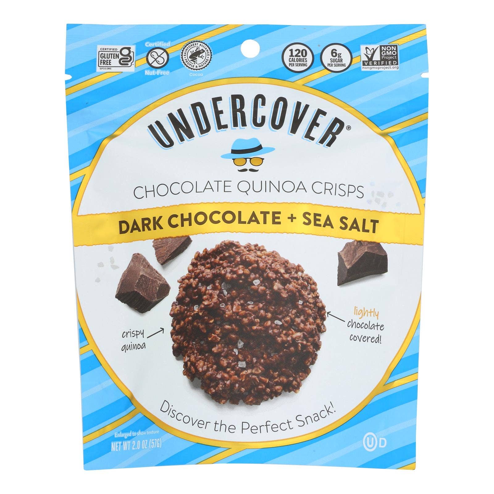 Ware Spark - Wholesale Chocolate Covered Sweets - Undercover Quinoa Dark Chocolate + Sea Salt Crispy Quinoa Snack  - Case Of 12 - 2 Oz0