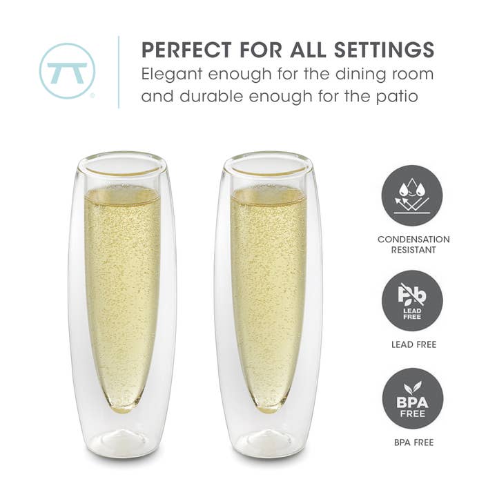 Fox Run Brands - Wholesale Champagne flute - Outset Champagne, Set of 2, 5.5 Ounces, 2" x 2.25" x 7"10