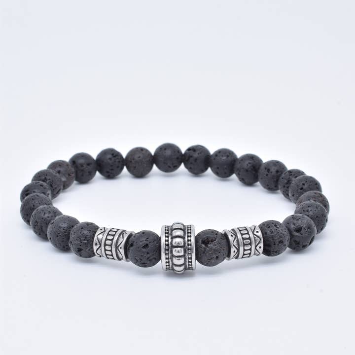 Kapyco - Vendita all'ingrosso Bracciale con perline - Bracciale da uomo elastico in acciaio inox con pietre naturali - BR1102068