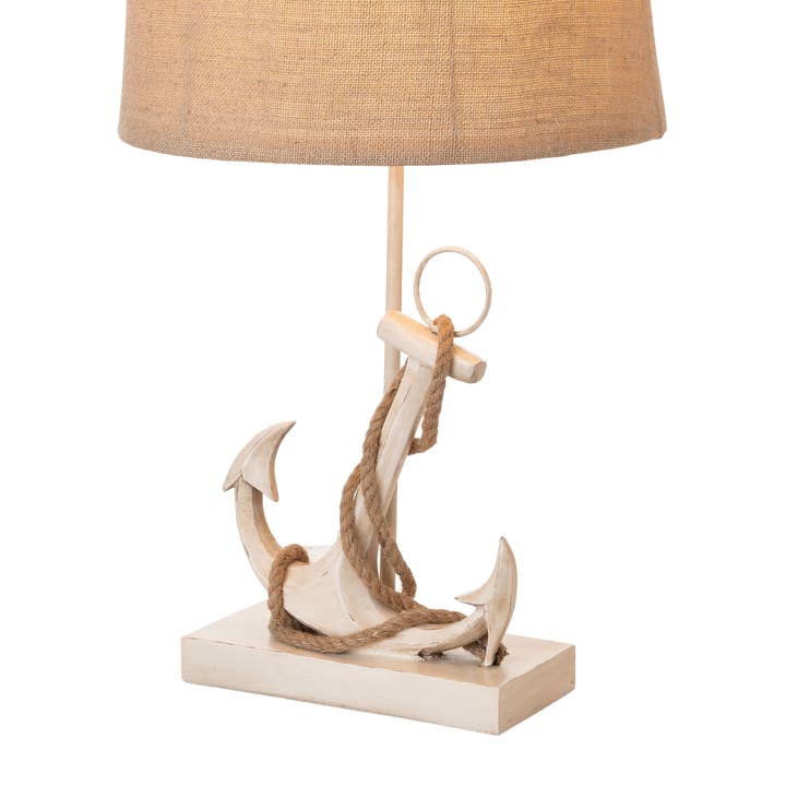 White Cream Anchor With Rope Coastal Table Lamps, 3-Way Switch for wholesale on Faire