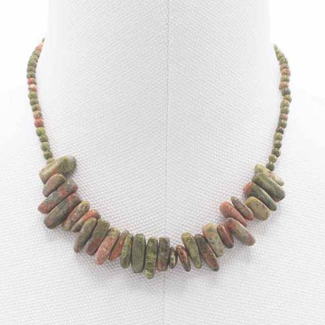 Halsketting met lange stenen edelstenen - Mosagaat voor wholesale door AWGifts Europe