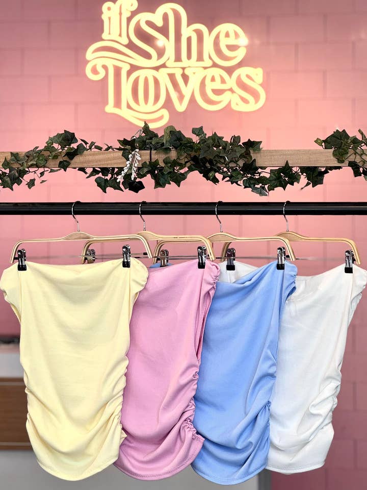 IST1363 Off The Shoulder Rib Lt. Pink for wholesale by If She Loves