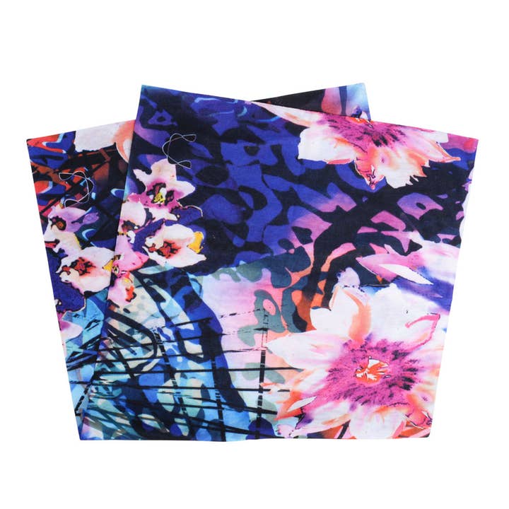 Blue With Pink Abstract Full Size Bandana for wholesale by Benjamin International