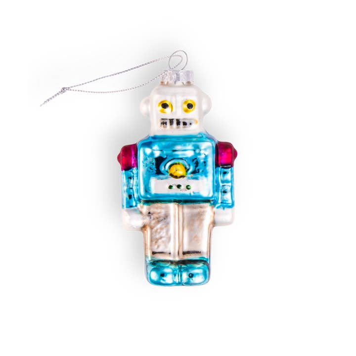 Retro Blue Robot Ornament for wholesale by Chive