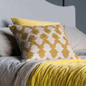 Chartreuse Ecru Lattice Cushion Cover for wholesale on Faire0