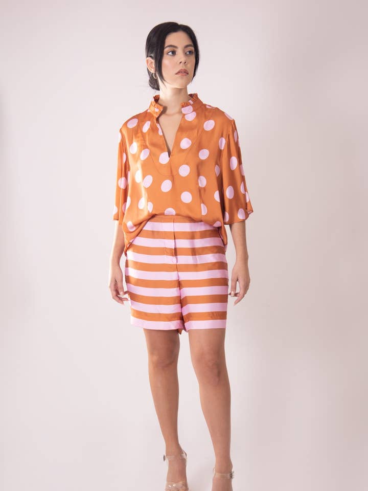 Silk Bermuda - Rosa- och Orange Ränder för wholesale av Martha Sevcik