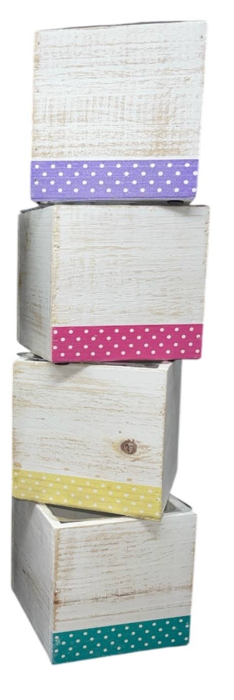 Thompson Wholesale - Wholesale Plant Pot - 5" White Washed Square Wood Pots -- 12 Pack6