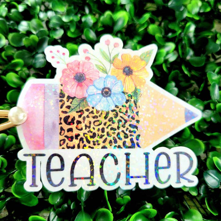 Floral Teacher Sticker, Waterproof Teacher Sticker, Sparkl for wholesale by Dashmonograms