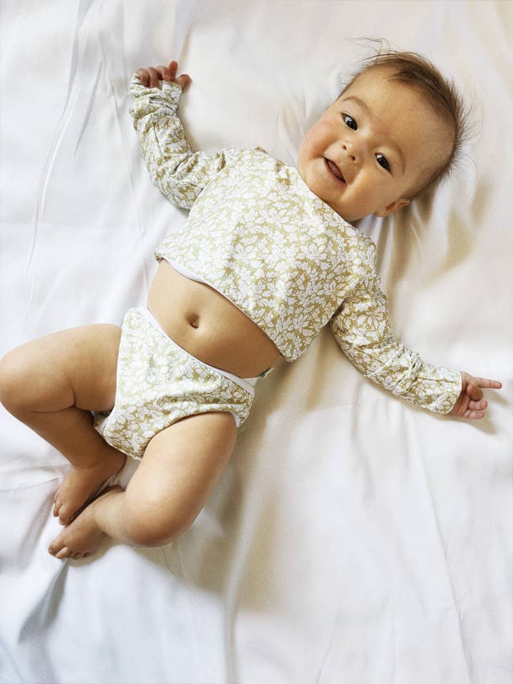 Stevie Two Piece Kids Swimsuit - Green Hibiscus for wholesale by Malo Kai