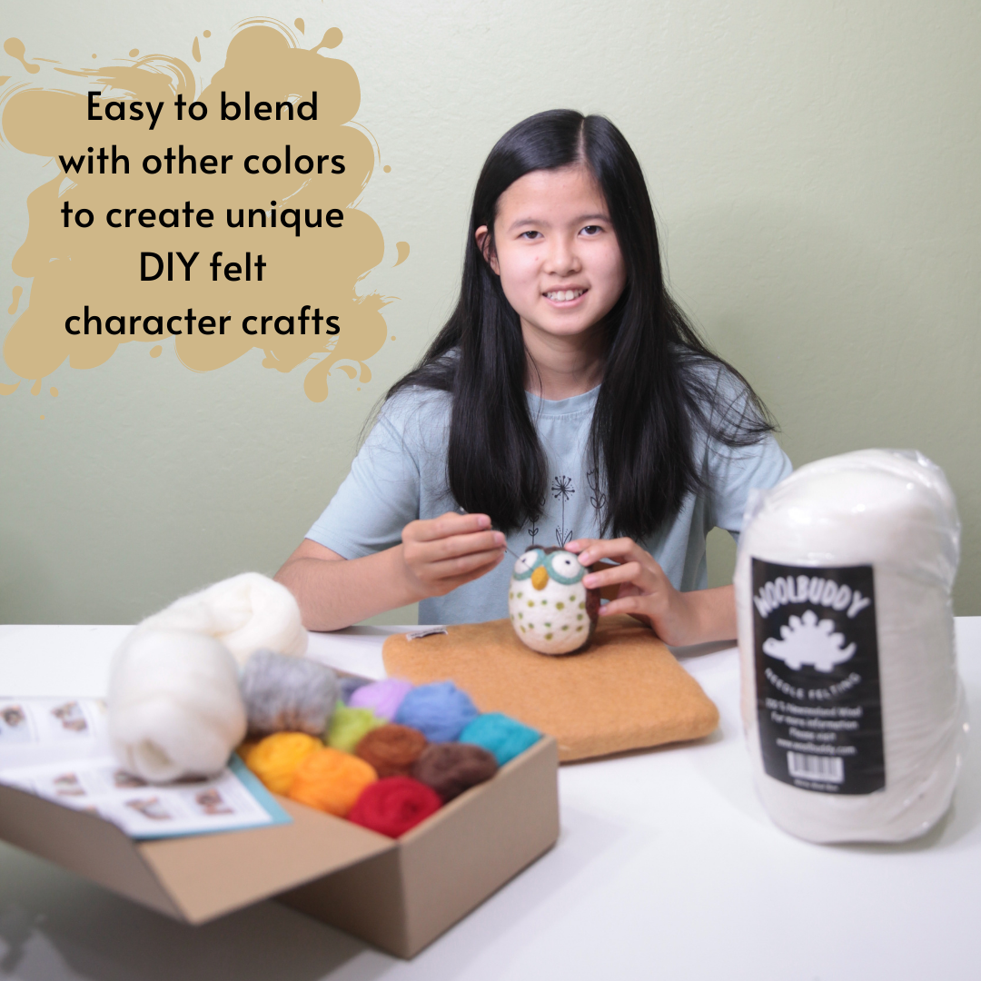 Woolbuddy – Großhandel Bastelzubehör – 1 lb weiße Kernwolle zum Trockenfilzen3