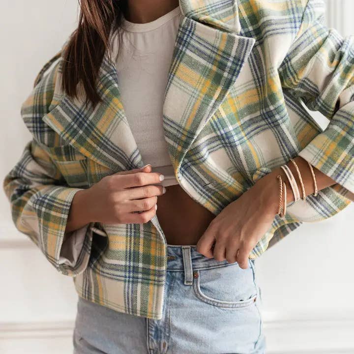 safistyle - Wholesale Jacket - Women's - Autumn and winter fashion British suit collar plaid printed 6