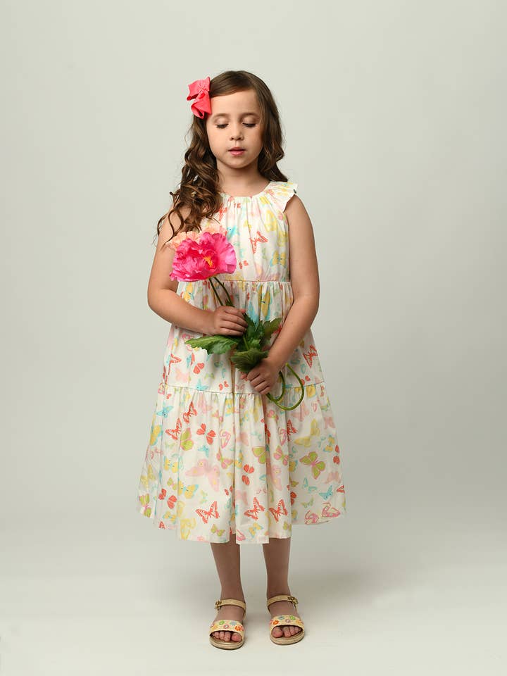 Minna - Wholesale Dress - Kids - Tiered Twirl Dress - Butterfly Ballet Petal Pastels7