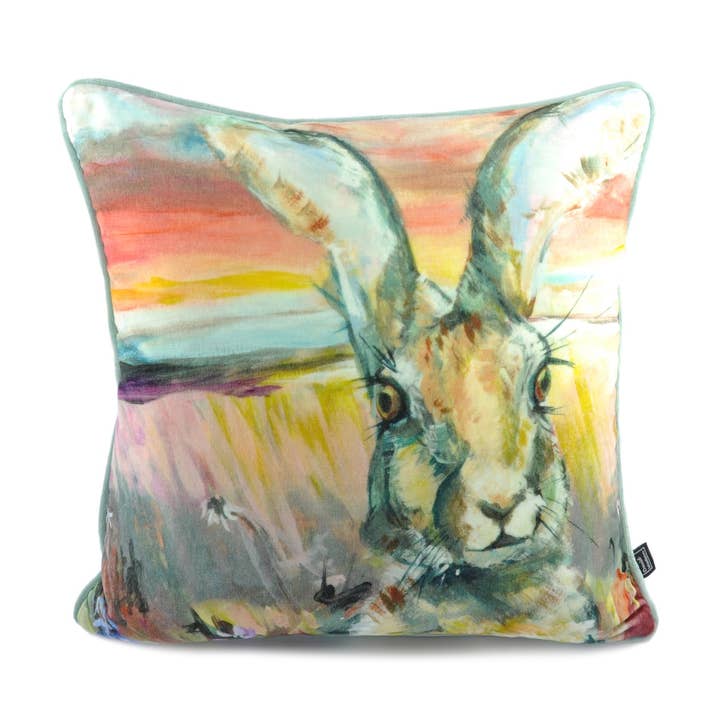 The Hare Square Cushion for wholesale by David Watson