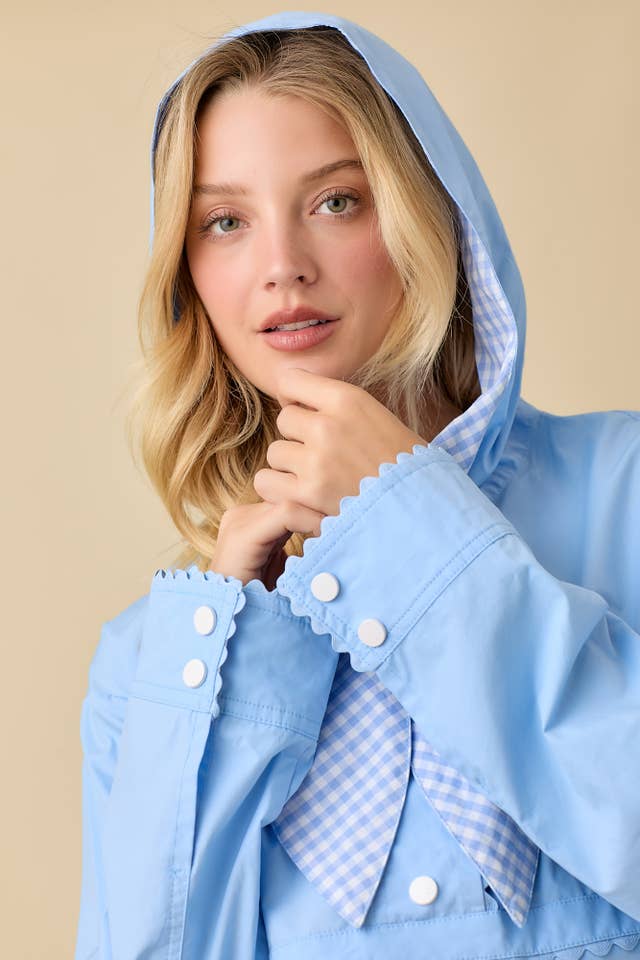 Main Strip - Wholesale Windbreaker - Women's - Windbreaker Jacket With Hoodie And Neck Tie Detail3