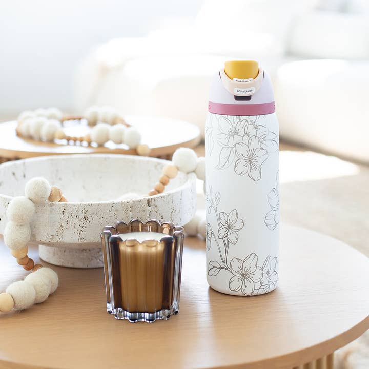 KNOTS + NOOK - Wholesale Insulated Mug/Tumbler - CHERRY BLOSSOM ENGRAVED OWALA FREESIP 32OZ STAINLESS TUMBLER0