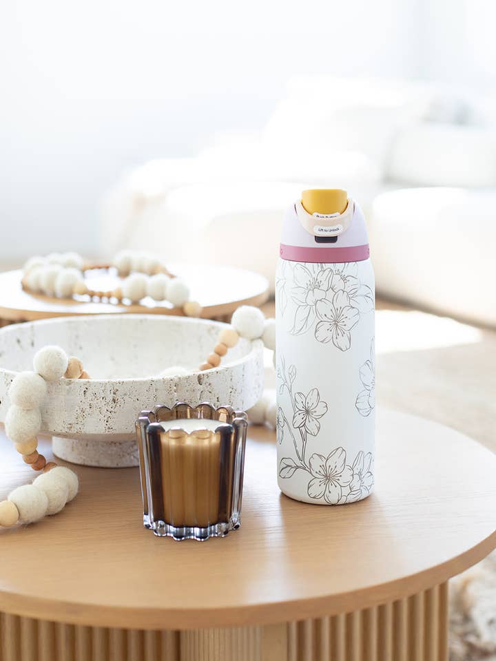 CHERRY BLOSSOM ENGRAVED OWALA FREESIP 32OZ STAINLESS TUMBLER for wholesale by KNOTS + NOOK