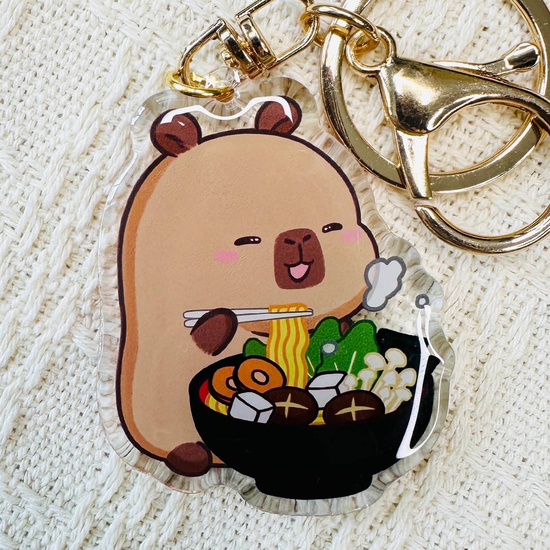 CapyFun - Wholesale Keychain - Women's - Capybara Acrylic Keychain Cute Kawaii Dumpling Boba Tea Coffee Ice Cream Reading Orange Ramen Foodie Hot Pot Holiday Gift For Her19