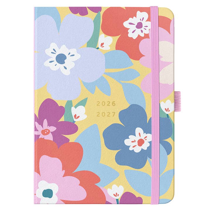 Agenda mi-année A6 2026/27 - Floral - Vue hebdomadaire et notes pour la vente par Busy B