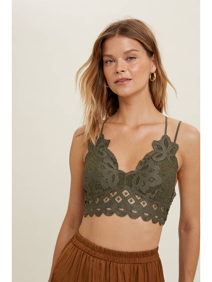 Wishlist Apparel - Wholesale Bralette - Women's - DOUBLE STRAP SCALLOPED LACE BRALETTE / WL17-013616