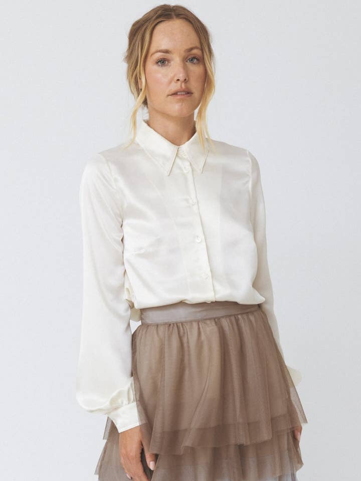 Camisa de satén de seda para venta al por mayor de ANT WOMAN COLLECTION