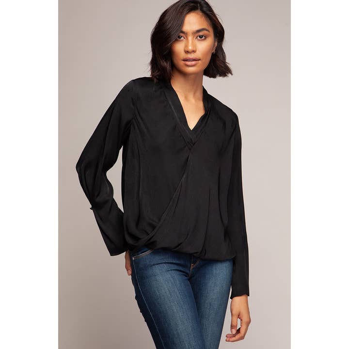 Naked Zebra Rack - Wholesale Blouse - Women's - Surplice Twisted Detail Long Sleeve Blouse3