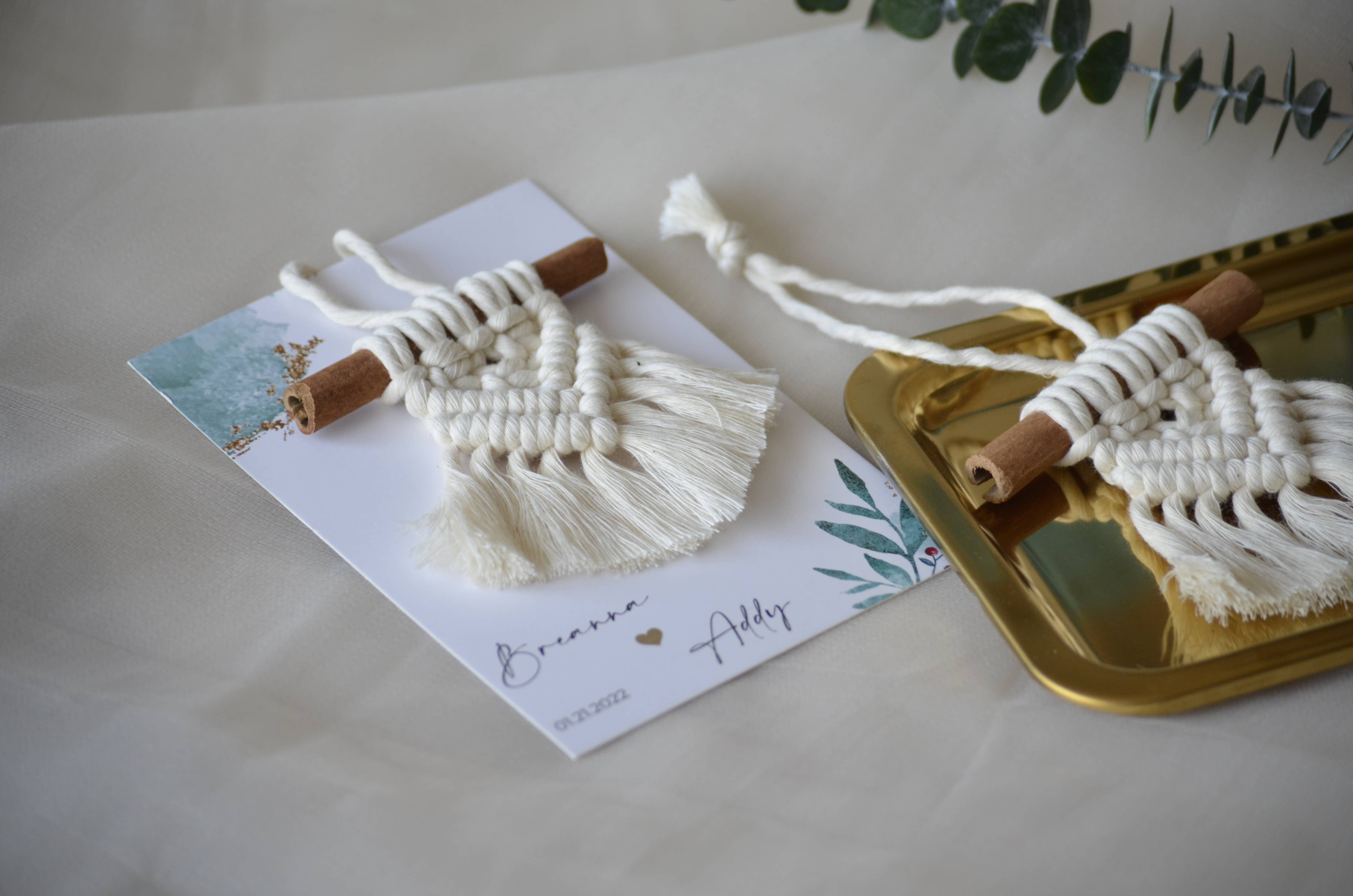 Uniq Favors - Wholesale Ornament - Mini Cinnamon Stick Macrame Gifts, Boho Christmas Ornaments6