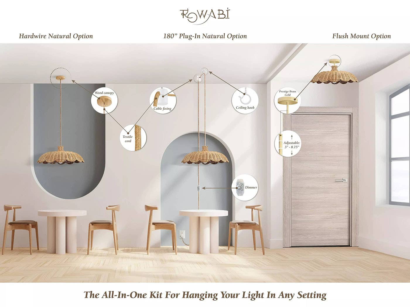 Rowabi - Wholesale Chandelier/Hanging Light - Aurelia Rattan Pendant Light6