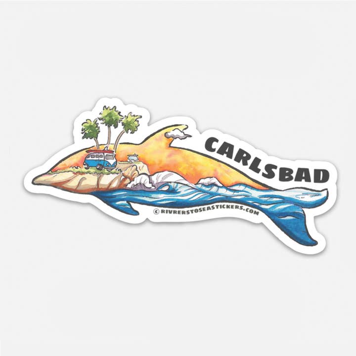 Carlsbad Dolphin for wholesale by Drew Madden Art Stickers