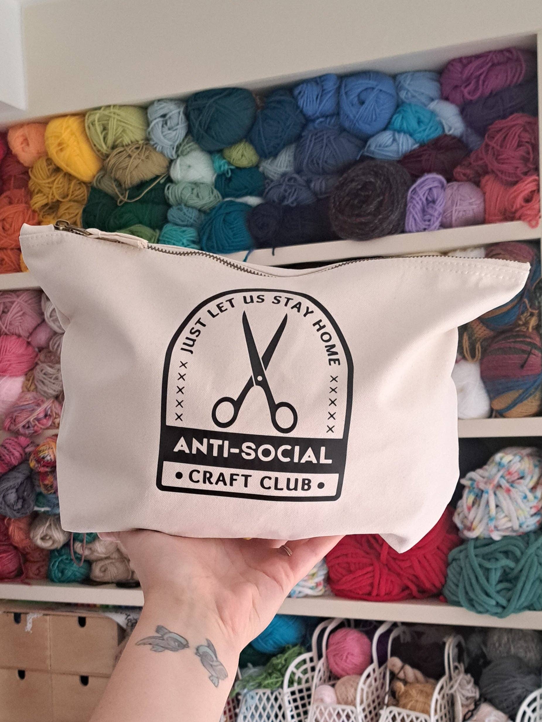 The Pigeon's Nest - Wholesale Knitting/Crochet Supplies - Anti-Social Craft Club Project Pouch | Large Crafter Pouch