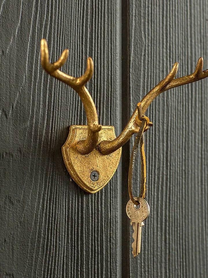 Cast Iron Gold Leaf Antler Hook for wholesale by Vagabond Vintage