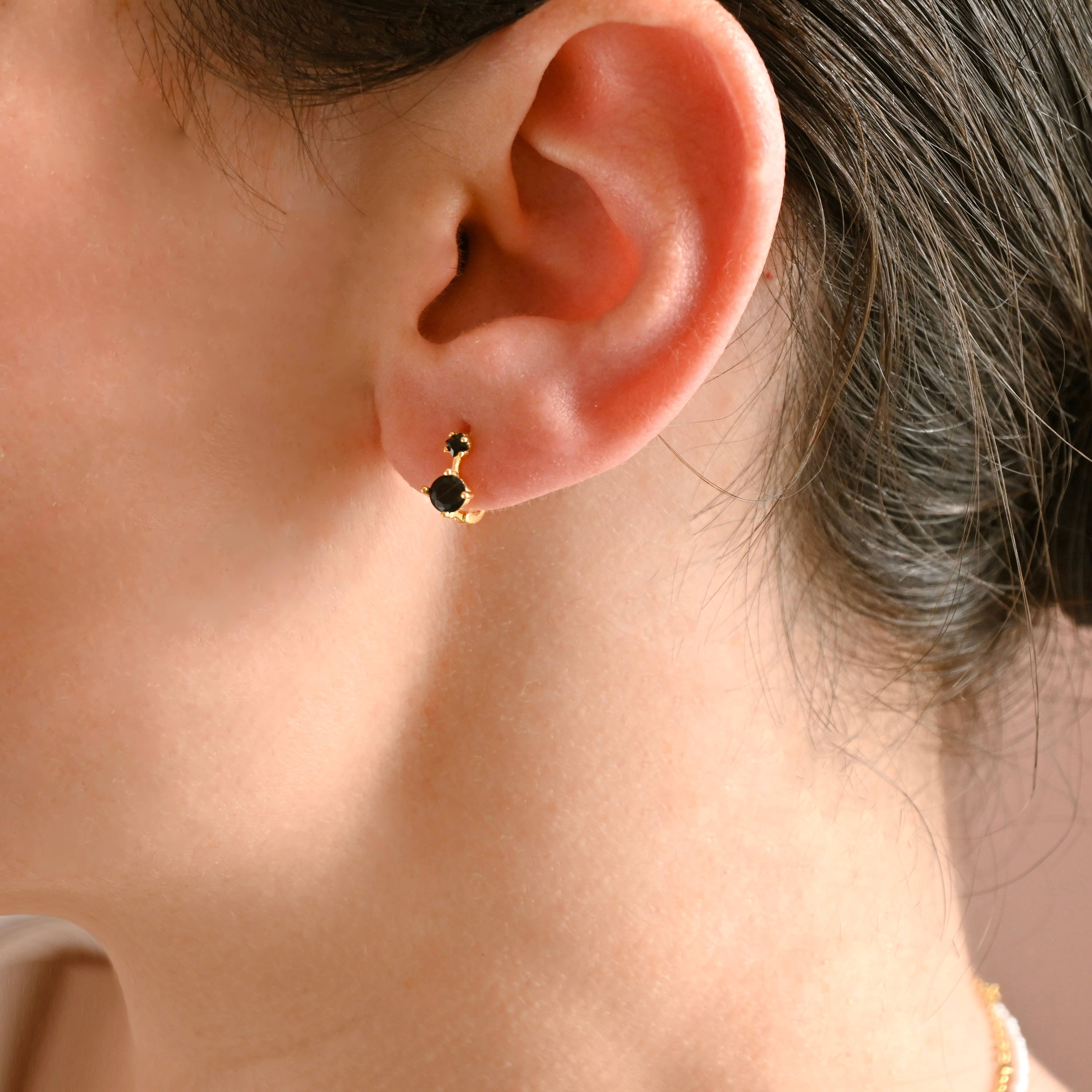 Blueyejewelry - Wholesale Huggie Earrings - Double Diamond Huggies - Sterling Silver CZ Huggie Earrings8