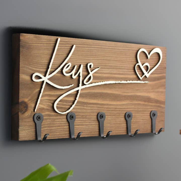 Key Holder with Raised Wooden Wording for wholesale by Mac and lilly