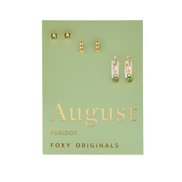 August Birthstone Earrings for wholesale by Foxy Originals