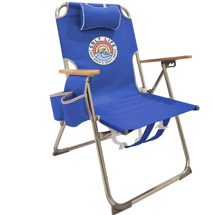 Salt Life 4-Pos. Wide Backpack Beach Chair-Blue Pin Stripe and other Purchase Wholesale wood folding chairs. Free Returns & Net 60 Terms on Faire trending on Faire.