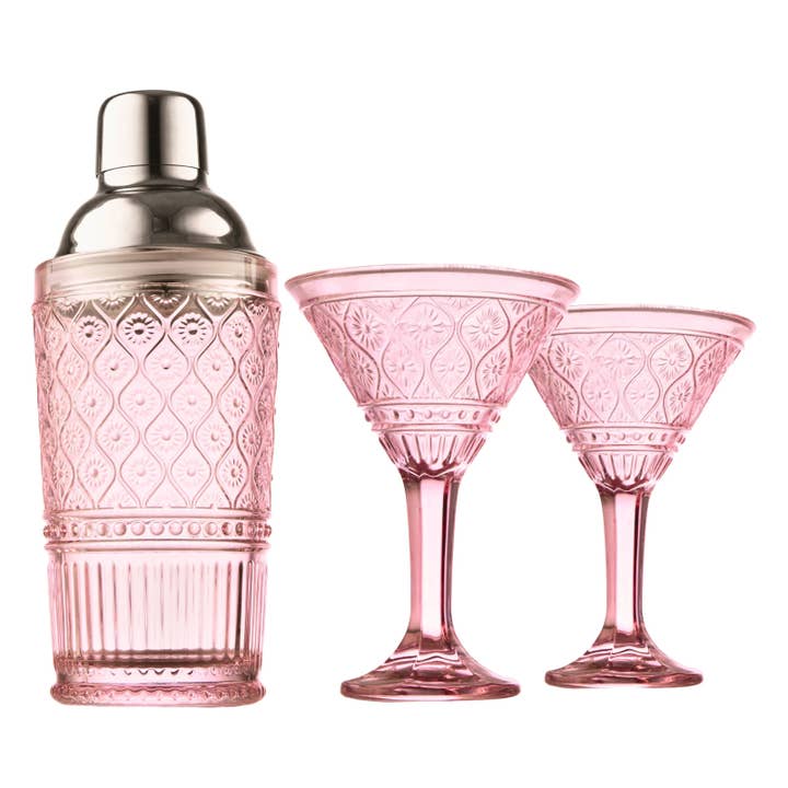 Godinger - Wholesale Cocktail Shaker - Claro Pink Cocktail Shaker & Martini Set