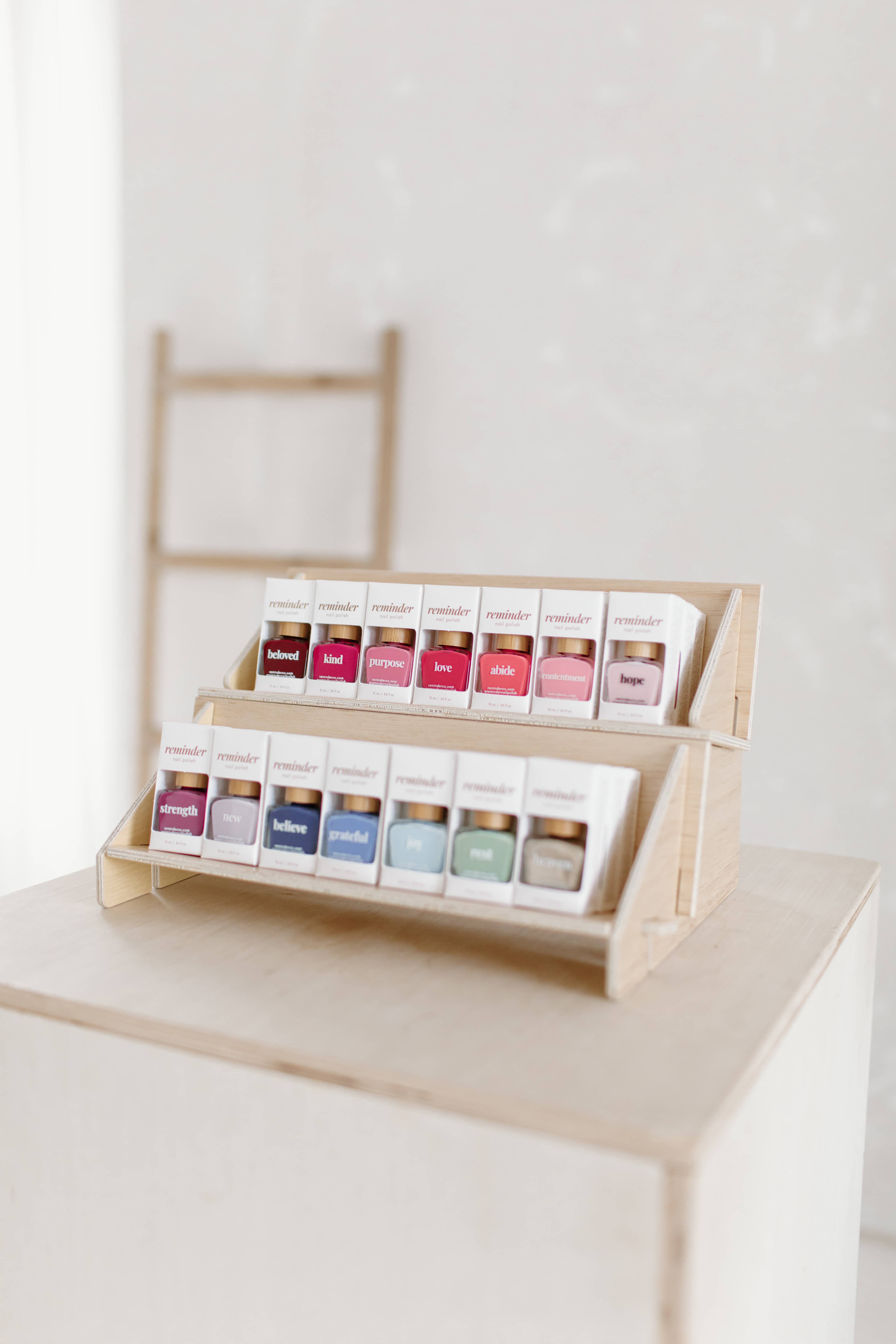 Reminder Nail Polish - Wholesale Display Shelf - 2-Tiered Birch Shelf (13")2