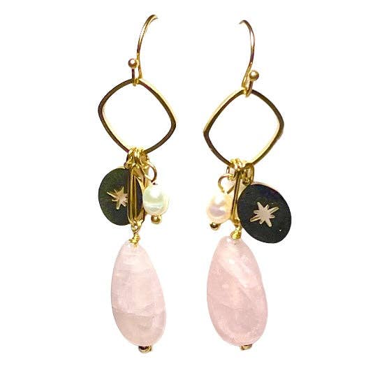 TOURMALYN - Wholesale Dangle Earrings - "FRANÇOISE" earrings stainless steel and Rose Quartz5