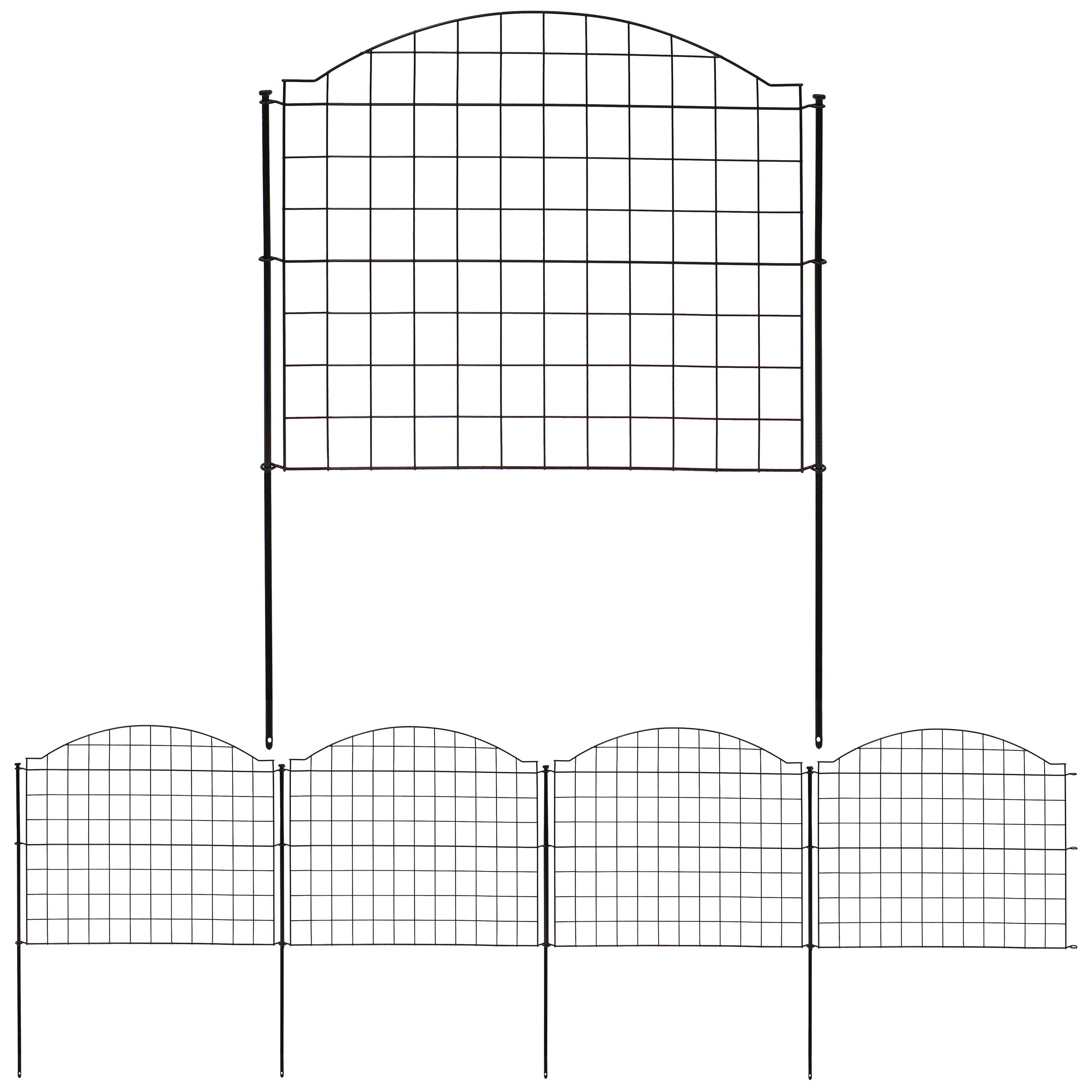 Sunnydaze Decor - Wholesale Outdoor Ornament/Decor - 5-Piece Arched Grid Garden Border Fence - 12.5 ft - Black1