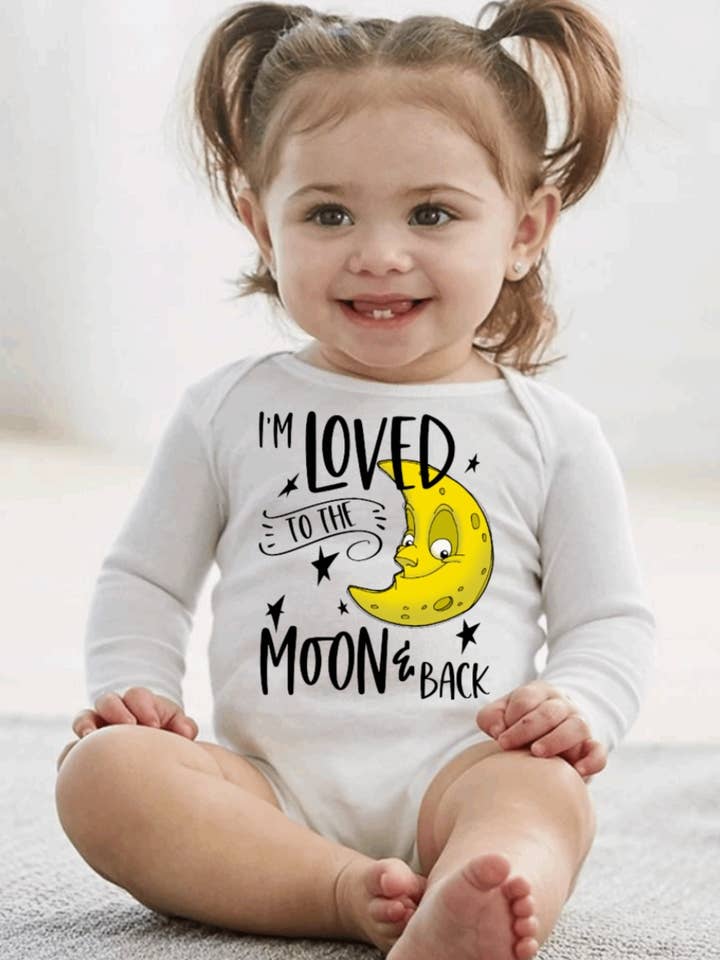 AvaryMaeInspirations - Wholesale Bodysuit (Non-Footed) - Baby - I'm Loved to the Moon and Back Unisex Baby Onesie0