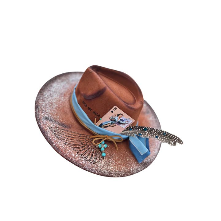 Wild Indigo - Wholesale Fedora - Women's - Hold My Halo Ombre Glitter Rancher Custom Hat