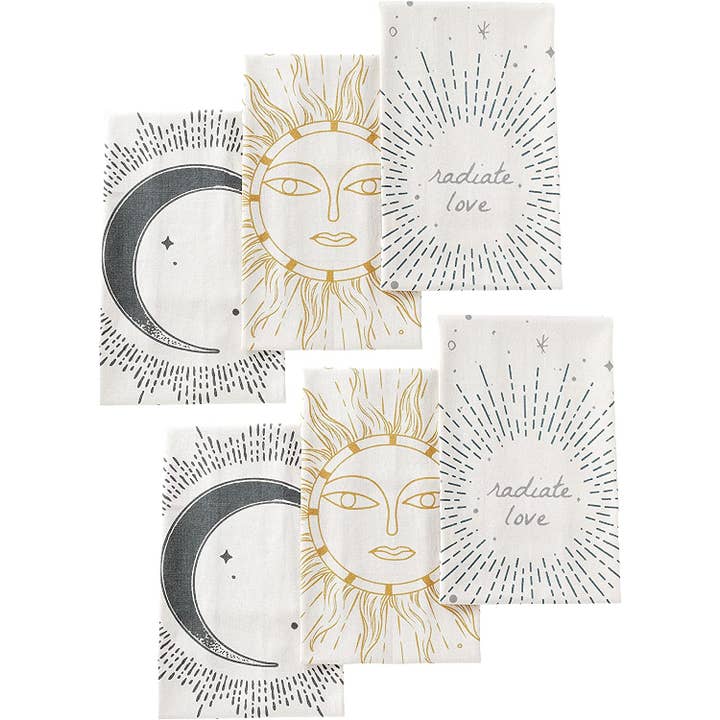 Set di 6 asciugamani da cucina da 20 x 26 pollici, 100% cotone, Tarot per la vendita all'ingrosso da parte di Folkhomes Global Inc