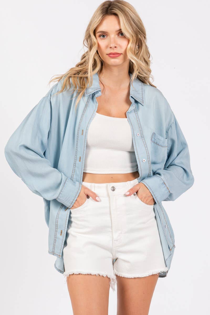 ZiA Apparel - Wholesale Button Down Shirt - Women's - V-NECK LAPEL COLLAR SHIRT 11