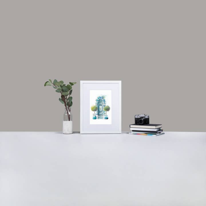 The Topiary - Aquarelle française - Poster encadré en papier mat avec tapis pour la vente par The Shamal